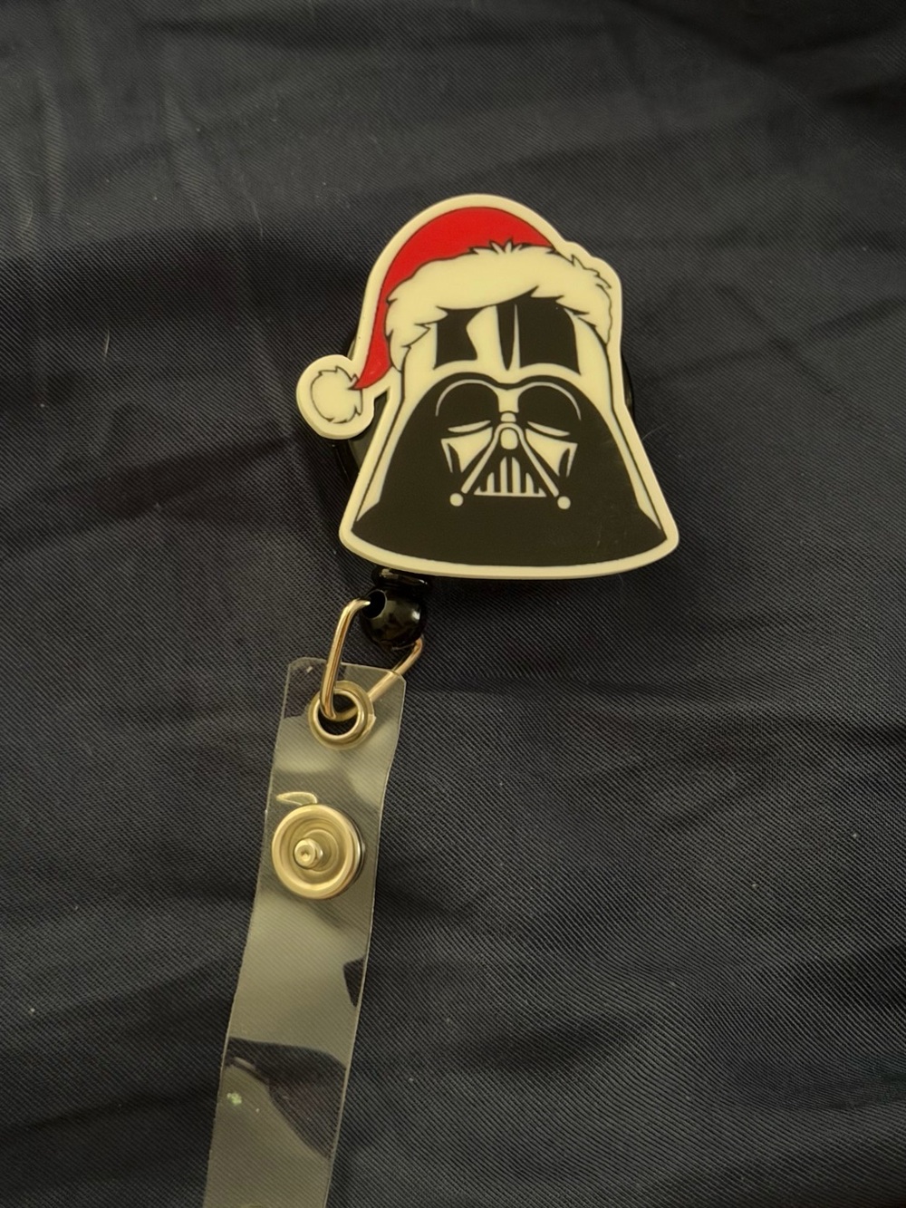 Darth Vader Santa Badge Reel - Black and Red Retractable ID Holder